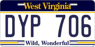 WV license plate DYP706