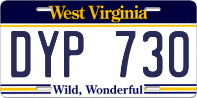 WV license plate DYP730