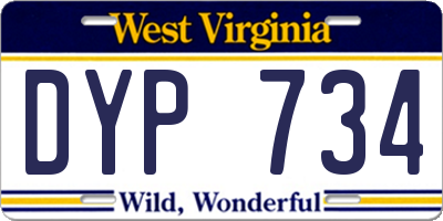 WV license plate DYP734