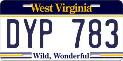 WV license plate DYP783