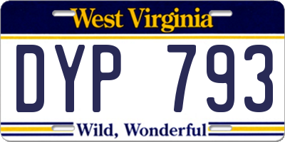 WV license plate DYP793