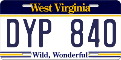 WV license plate DYP840