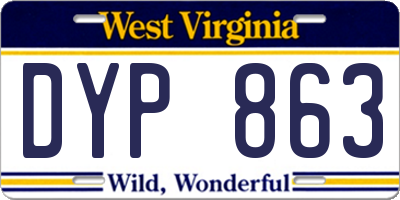 WV license plate DYP863