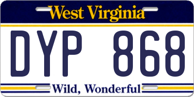 WV license plate DYP868