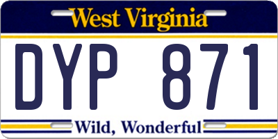 WV license plate DYP871