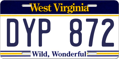 WV license plate DYP872