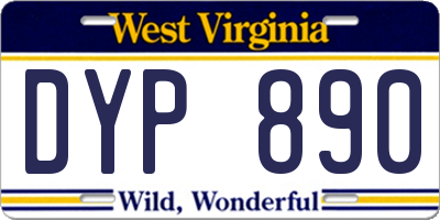 WV license plate DYP890