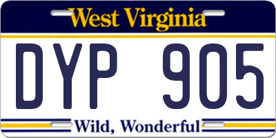 WV license plate DYP905