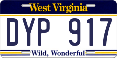 WV license plate DYP917