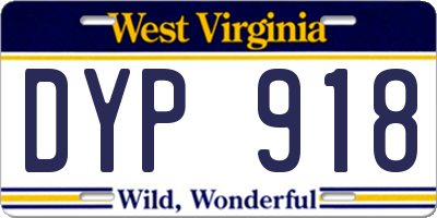 WV license plate DYP918