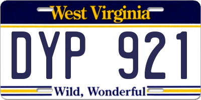 WV license plate DYP921