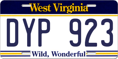 WV license plate DYP923