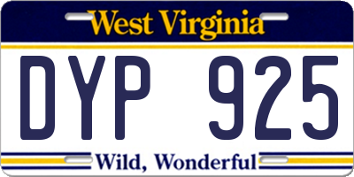 WV license plate DYP925