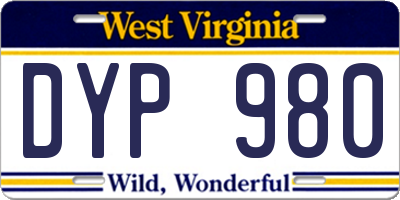 WV license plate DYP980