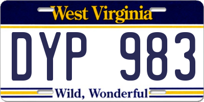 WV license plate DYP983