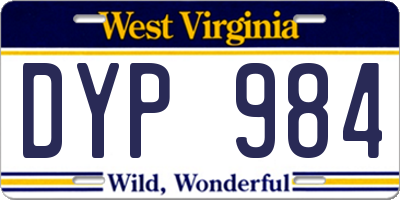 WV license plate DYP984