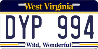 WV license plate DYP994