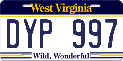 WV license plate DYP997