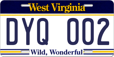 WV license plate DYQ002