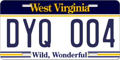 WV license plate DYQ004