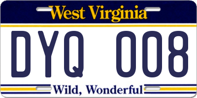 WV license plate DYQ008