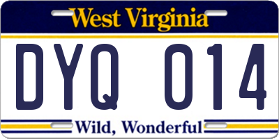 WV license plate DYQ014