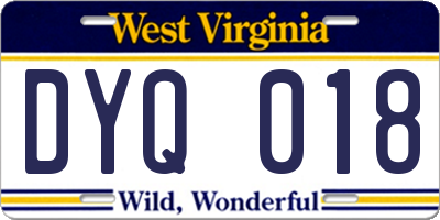 WV license plate DYQ018