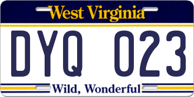 WV license plate DYQ023