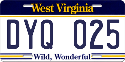 WV license plate DYQ025