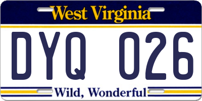 WV license plate DYQ026