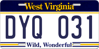 WV license plate DYQ031