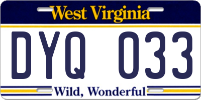 WV license plate DYQ033