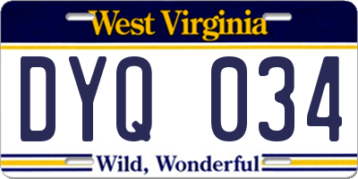 WV license plate DYQ034