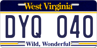 WV license plate DYQ040