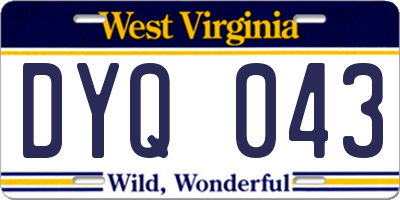 WV license plate DYQ043