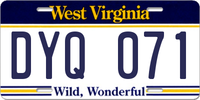 WV license plate DYQ071