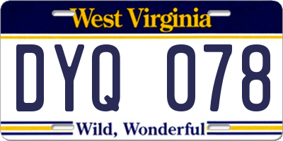 WV license plate DYQ078
