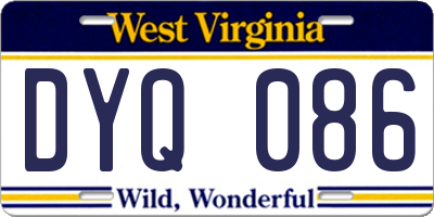 WV license plate DYQ086