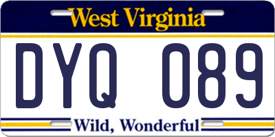 WV license plate DYQ089
