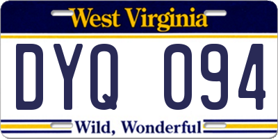 WV license plate DYQ094