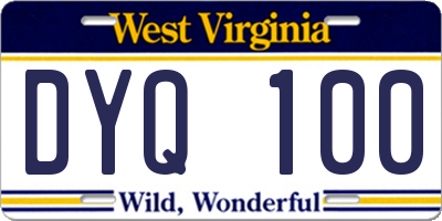 WV license plate DYQ100