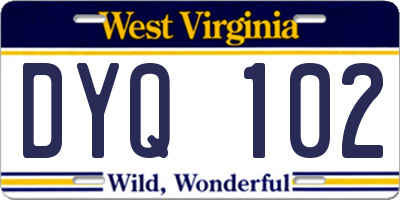 WV license plate DYQ102