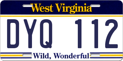 WV license plate DYQ112