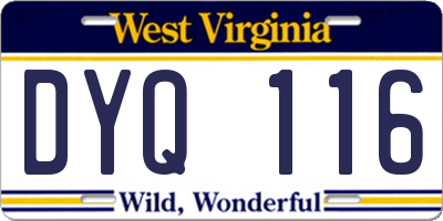 WV license plate DYQ116