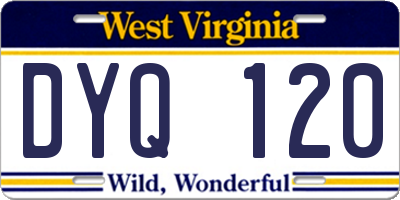 WV license plate DYQ120