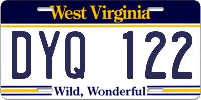 WV license plate DYQ122