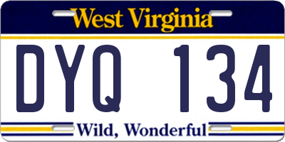 WV license plate DYQ134