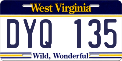 WV license plate DYQ135