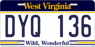 WV license plate DYQ136
