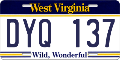 WV license plate DYQ137